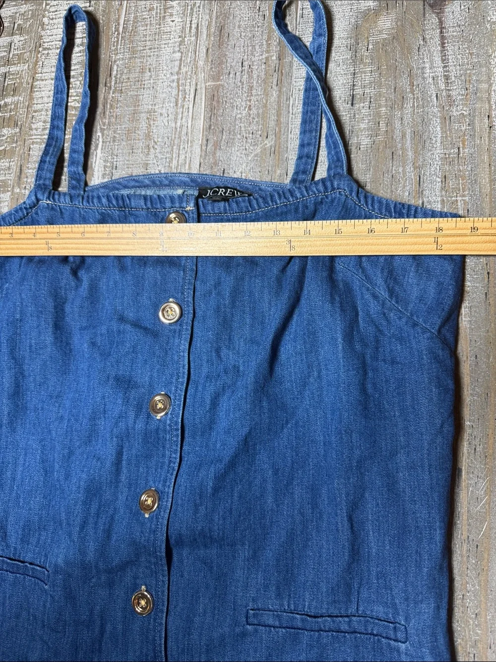 J. Crew Claudia Sleeveless Button Front Denim Mini Shift Dress Medium Indigo XL